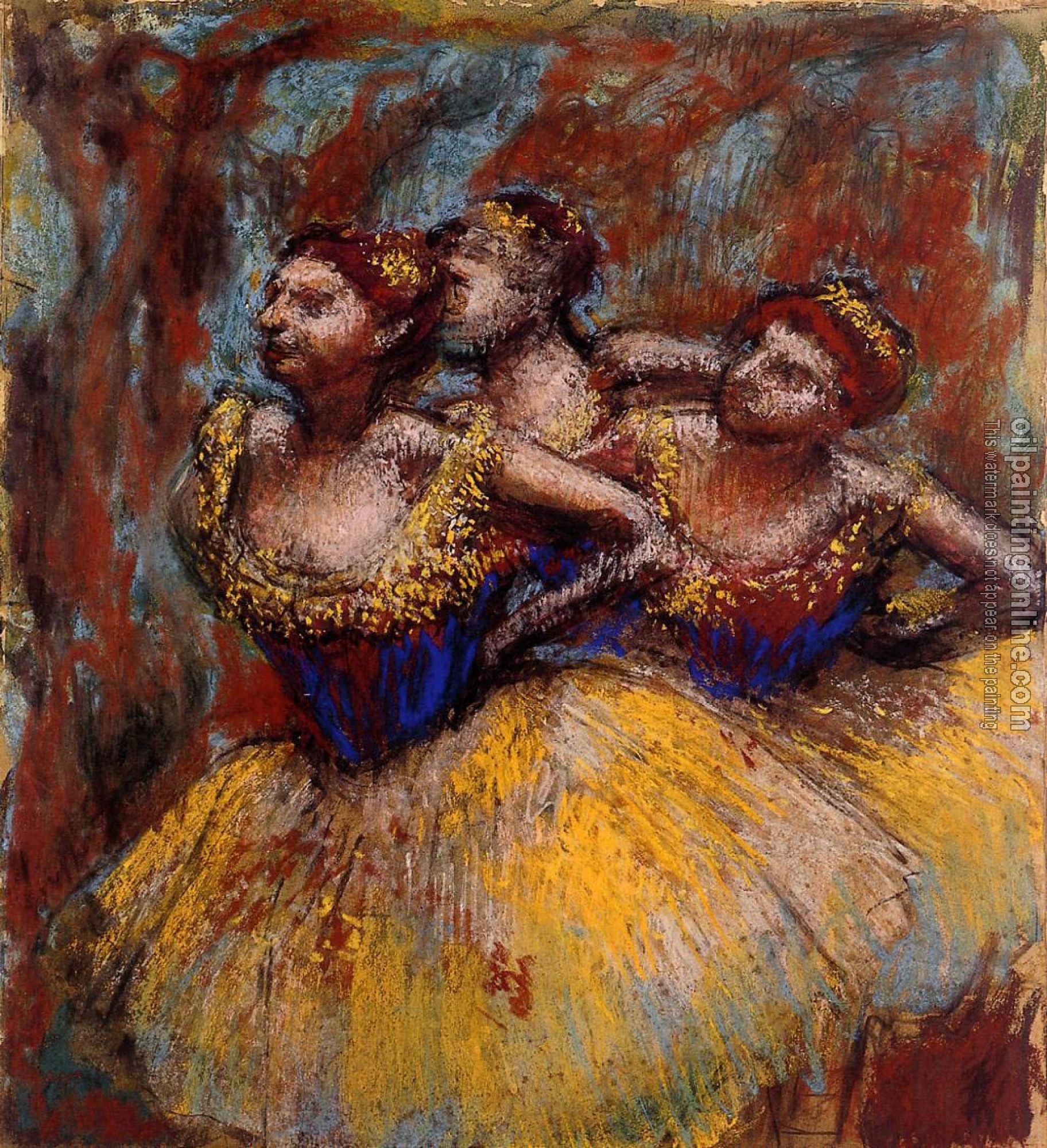 Degas, Edgar - Three Dancers   Yellow Skirts, Blue Blouses